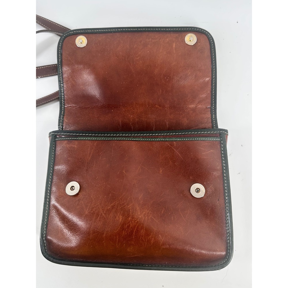 Vintage BRAHMIN Brown Leather Purse Adjustable Strap Pockets - Picture 8 of 11